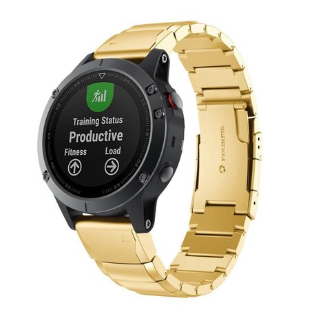 Stainless steel schakelband - Goud - Garmin Fenix 7S / 6S / 5S & Instinct 2s