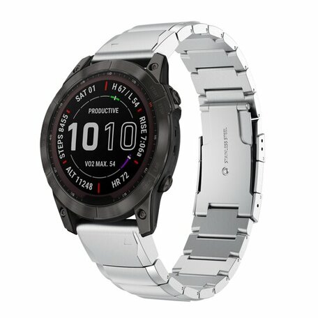 Stainless steel schakelband - Zilver - Garmin Fenix 7 / 6 / 5