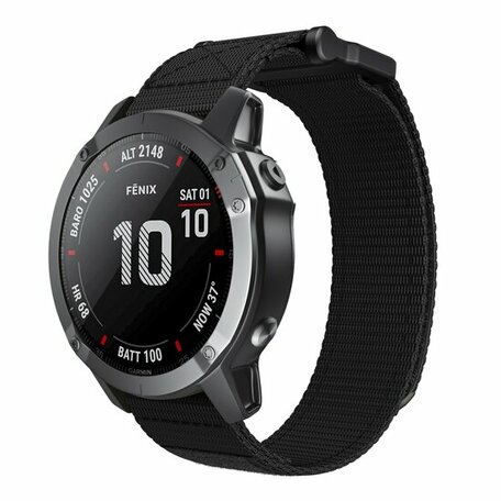 Nylon Loop bandje - Zwart - Garmin Quatix 7X / 6X & Tactix 7 (pro)