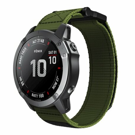 Nylon Loop bandje - Army Green - Garmin Quatix 7X / 6X & Tactix 7 (pro)
