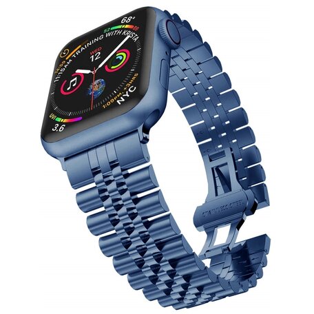 Metalen schakelband - Blauw - Geschikt voor Apple watch 42mm / 44mm / 45mm / 49mm