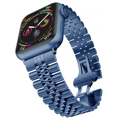 Metalen schakelband - Blauw - Geschikt voor Apple watch 38mm / 40mm / 41mm