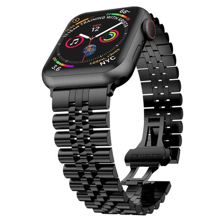 Metalen schakelband - Zwart - Geschikt voor Apple watch 42mm / 44mm / 45mm / 49mm