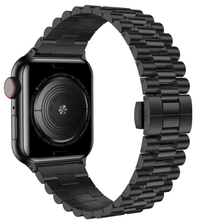 Metalen schakelband - Zwart - Geschikt voor Apple watch 42mm / 44mm / 45mm / 49mm