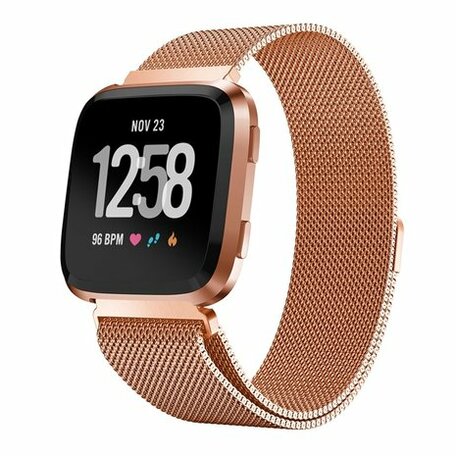 Fitbit Versa 1 / 2 & Lite milanese bandje - Maat: Large - Rosé goud