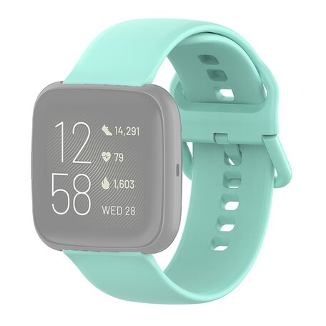 Fitbit Versa 1 / 2 & Lite siliconen sportbandje met gespsluiting - Mint Groen - Maat: Large