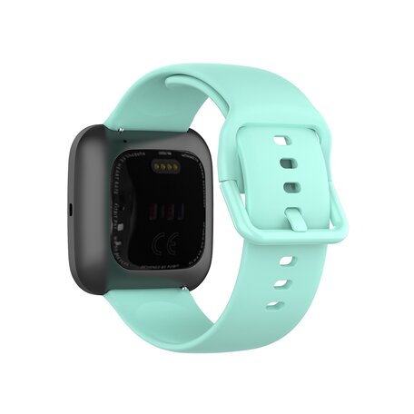 Fitbit Versa 1 / 2 & Lite siliconen sportbandje met gespsluiting - Mint Groen - Maat: Large