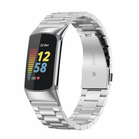 Metalen bandje - Zilver - Geschikt voor FitBit Charge 5