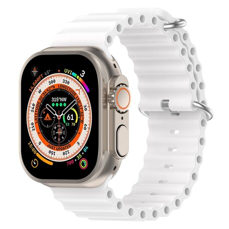 Ocean bandje - Wit - Geschikt voor Apple Watch 42mm / 44mm / 45mm / 49mm