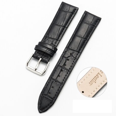 Garmin Vivoactive 4s / Venu 2s / Vivomove 3s / Forerunner 255s - Crocodile leren bandje - Zwart