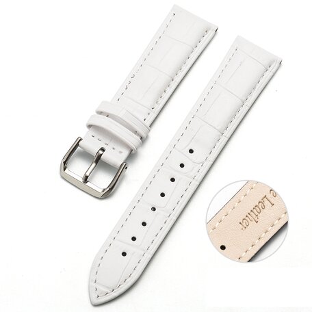 Garmin Vivoactive 4s / Venu 2s / Vivomove 3s / Forerunner 255s - Crocodile leren bandje - Wit