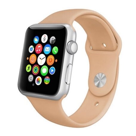 Rubberen sportbandje - Beige - Geschikt voor Apple Watch 42mm / 44mm / 45mm / 49mm