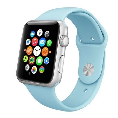 Rubberen sportbandje - Baby blauw - Geschikt voor Apple Watch 42mm / 44mm / 45mm / 49mm