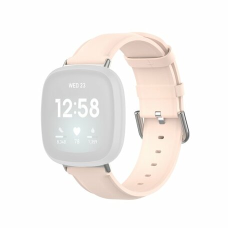 Fitbit Versa 3/4 & Sense 1/2 leren bandje - Lichtroze