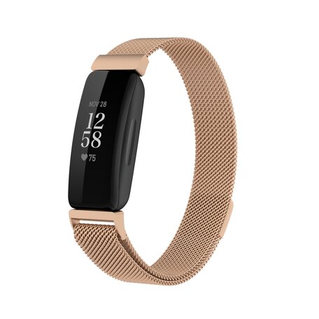Fitbit Inspire 2 & Ace 3 Milanese bandje - Maat: Large  - Champagne Goud