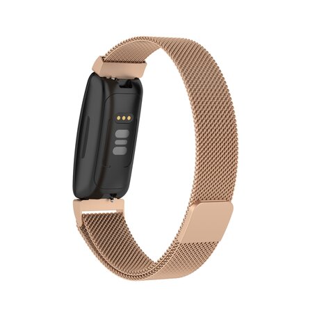 Fitbit Inspire 2 & Ace 3 Milanese bandje - Maat: Large  - Champagne Goud
