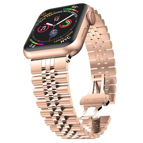 Metalen schakelband - Rosé goud - Geschikt voor Apple watch 38mm / 40mm / 41mm