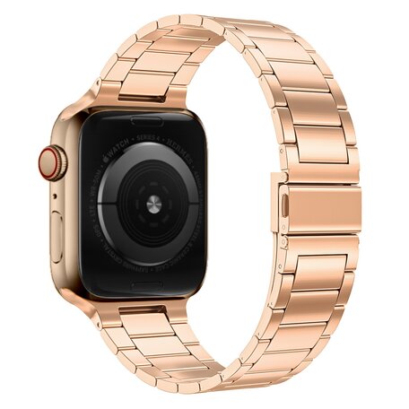 Stalen schakelband - Champagne goud - Geschikt voor Apple watch 38mm / 40mm / 41mm