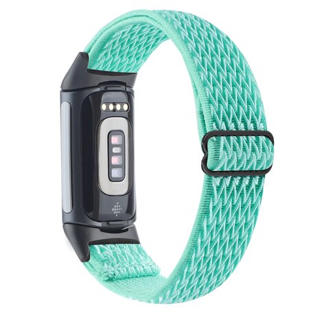 FitBit Charge 5 Elastische solo loop nylon bandje - Turquoise