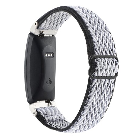 FitBit Charge 5 Elastische solo loop nylon bandje - Zwart / wit