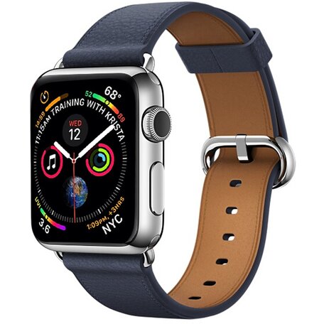 Classic lederen bandje - Midnight blue - Geschikt voor Apple Watch 38mm / 40mm / 41mm