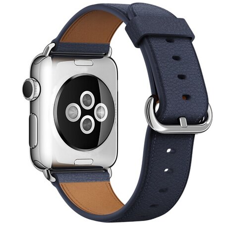 Classic lederen bandje - Midnight blue - Geschikt voor Apple Watch 38mm / 40mm / 41mm