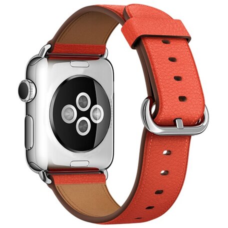 Classic lederen bandje - Licht oranje/bruin - Geschikt voor Apple Watch 38mm / 40mm / 41mm