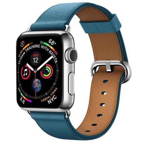 Classic lederen bandje - Blauw - Geschikt voor Apple Watch 38mm / 40mm / 41mm