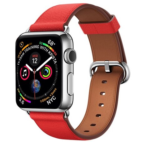 Classic lederen bandje - Rood - Geschikt voor Apple Watch 38mm / 40mm / 41mm