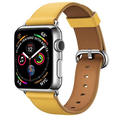 Classic lederen bandje - Geel - Geschikt voor Apple Watch 38mm / 40mm / 41mm