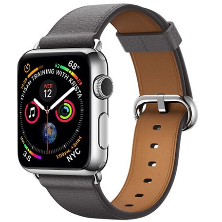 Classic lederen bandje - Grijs - Geschikt voor Apple Watch 38mm / 40mm / 41mm