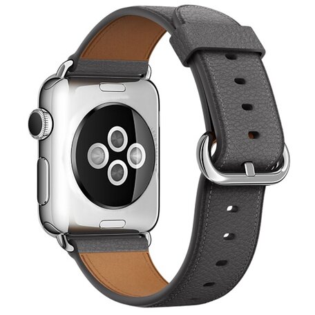 Classic lederen bandje - Grijs - Geschikt voor Apple Watch 38mm / 40mm / 41mm