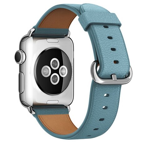 Classic lederen bandje - Licht blauw - Geschikt voor Apple Watch 38mm / 40mm / 41mm