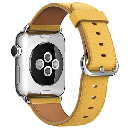 Classic lederen bandje - Geel - Geschikt voor Apple Watch 42mm / 44mm / 45mm / 49mm