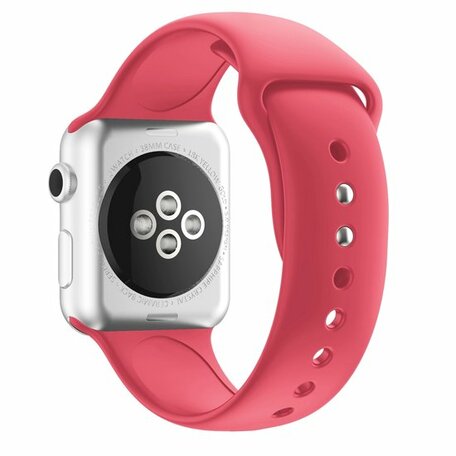 Siliconen sportbandje - Koraal rood - Dubbele druksluiting - Geschikt voor Apple Watch 42mm / 44mm / 45mm / 49mm