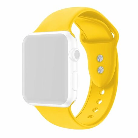 Siliconen sportbandje - Geel - Dubbele druksluiting - Geschikt voor Apple Watch 42mm / 44mm / 45mm / 49mm