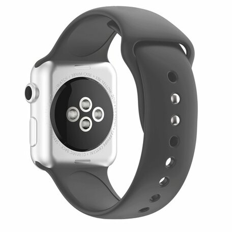 Siliconen sportbandje - Donkergrijs - Dubbele druksluiting - Geschikt voor Apple Watch 42mm / 44mm / 45mm / 49mm