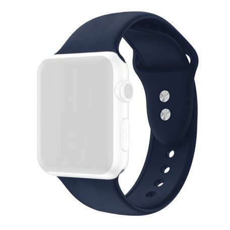 Siliconen sportbandje - Donkerblauw - Dubbele druksluiting - Geschikt voor Apple Watch 42mm / 44mm / 45mm / 49mm