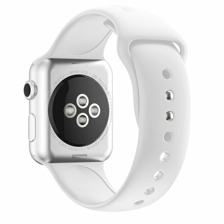 Siliconen sportbandje - Wit - Dubbele druksluiting - Geschikt voor Apple Watch 42mm / 44mm / 45mm / 49mm