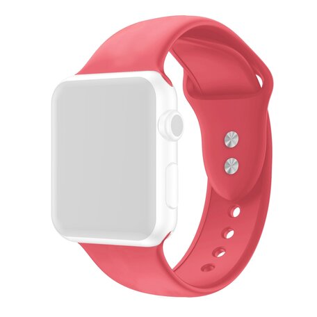 Siliconen sportbandje - Koraal rood - Dubbele druksluiting - Geschikt voor Apple Watch 38mm / 40mm / 41mm