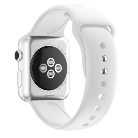 Siliconen sportbandje - Wit - Dubbele druksluiting - Geschikt voor Apple Watch 38mm / 40mm / 41mm