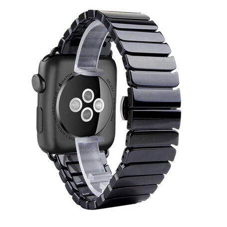 Schakelarmband Keramisch bandje - Zwart - Geschikt voor Apple Watch 42mm / 44mm / 45mm / 49mm