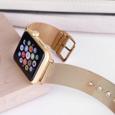 Milanese met gesp bandje - Champagne goud - Geschikt voor Apple Watch 38mm / 40mm / 41mm