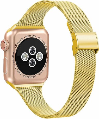 Milanese slim fit bandje - Goud - Geschikt voor Apple Watch 38mm / 40mm / 41mm