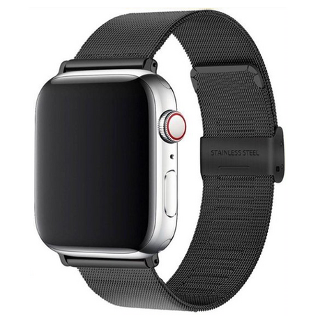 Milanese Loop bandje - Zwart - Geschikt voor Apple Watch 42mm / 44mm / 45mm / 49mm