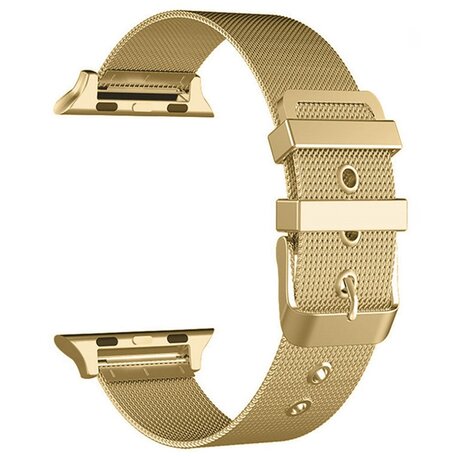 Milanese met gesp bandje - Goud - Geschikt voor Apple Watch 42mm / 44mm / 45mm / 49mm