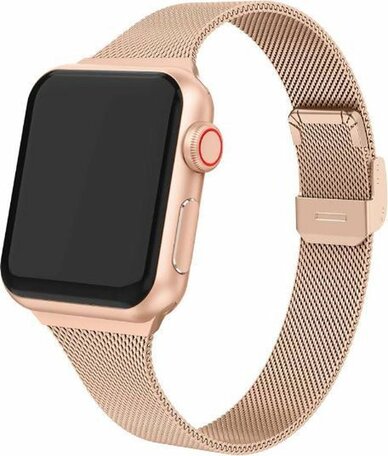 Milanese slim fit bandje - Champagne goud - Geschikt voor Apple Watch 42mm / 44mm / 45mm / 49mm