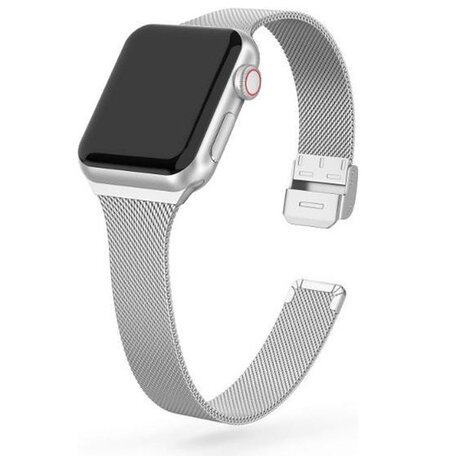 Milanese slim fit bandje - Zilver - Geschikt voor Apple Watch 42mm / 44mm / 45mm / 49mm