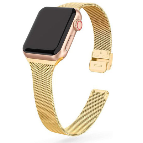 Milanese slim fit bandje - Goud - Geschikt voor Apple Watch 42mm / 44mm / 45mm / 49mm