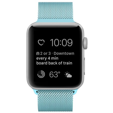 Milanese RVS bandje - Lichtblauw - Geschikt voor Apple Watch 42mm / 44mm / 45mm / 49mm